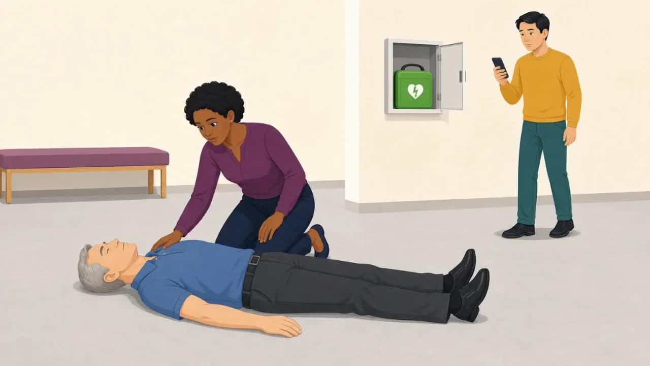 CPR and AED awareness: scene from the video