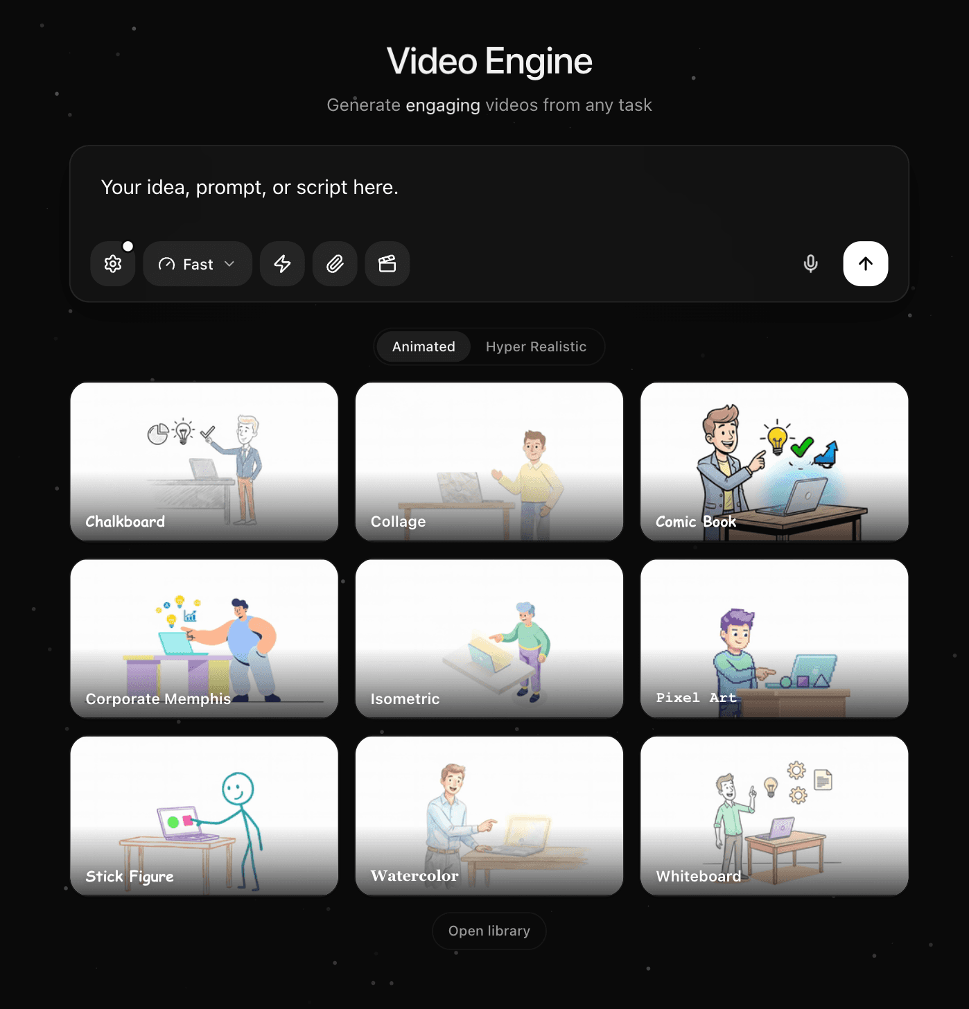 Knowlify prompt screen for uploading a document or describing a video